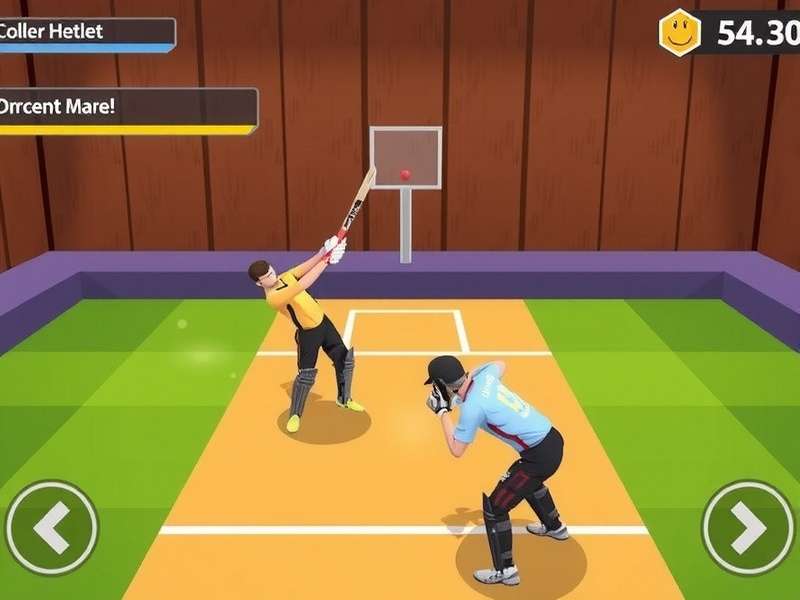 Cricket Basket Slayer Gameplay showing a player hitting the ball towards a hoop while defenders try to block