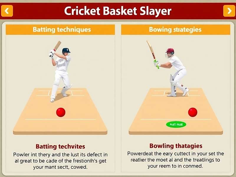 Cricket Basket Slayer Guide Image showing batting techniques and bowling strategies