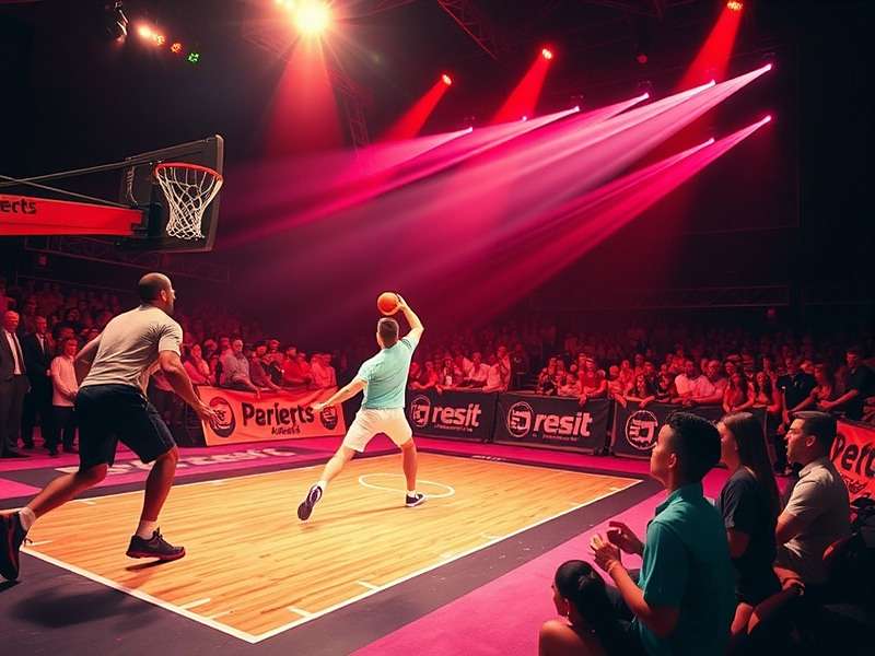 Cricket Basket Slayer National Tournament Finals with players competing on stage and crowd cheering